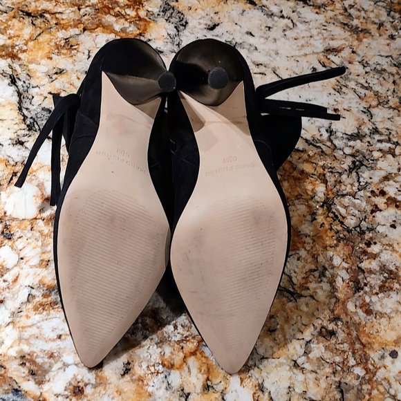 Women's Marc Fisher Frenchy black leather/ suede booties SZ 6.5M 3 3/4" heel PO - Picture 10 of 16